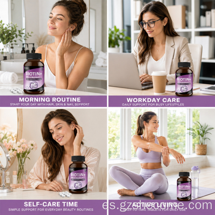 Shecome Biotina Zinc Selenio Tabletas Cabello Uñas Piel